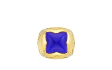 Two-Color Gold and Lapis 'Pyramid' Ring, Bulgari