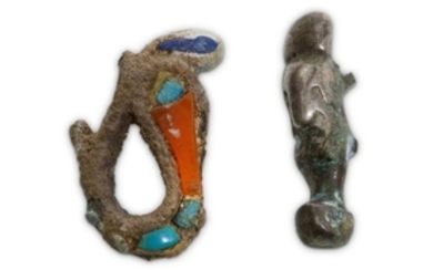 TWO EGYPTIAN SILVER AMULETS