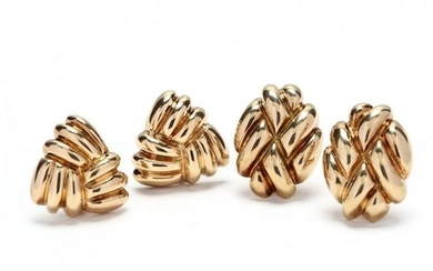 Two Pairs 14KT Gold Earrings, Charles Krypell