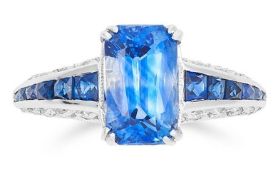UNHEATED 2.54 CARAT SAPPHIRE AND DIAMOND RING set with