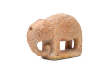 A CHINESE STONE CARVING OF AN ELEPHANT. Probably...