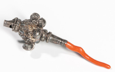 Victorian Silver and Coral Child's Rattle