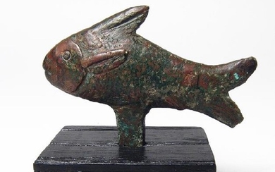Very rare Egyptian bronze figure of a sacred Bolti fish