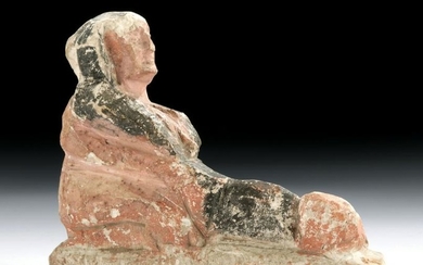 Egyptian Ptolemaic Painted Limestone - Erotic Horus