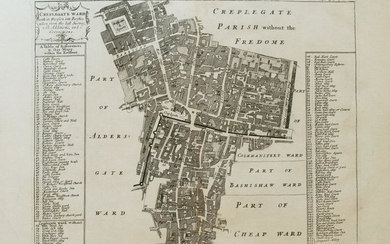 1720 Strype Ward Map of Barbican and London Wall Area