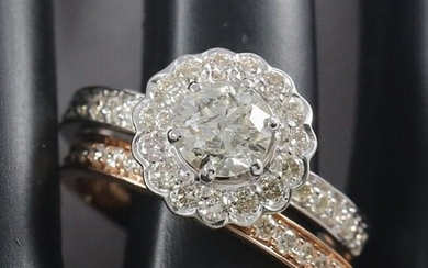 18 K / 750 White & Rose Gold Set of 2 Diamond Rings