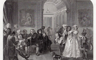 1853 Edward Matthew Ward Dr. Johnson in the Ante-Room of Lord Chesterfield engraving signed