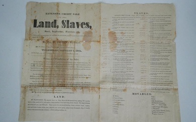 1860 Poster for Sale of Slaves and Land