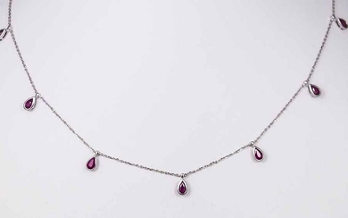 18K WHITE GOLD RUBY NECKLACE