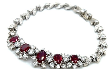 18K White Gold Ruby & Diamond Bracelet