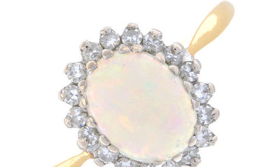 18ct gold opal & diamond ring