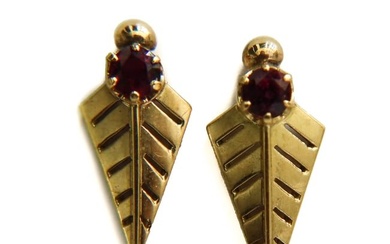 18k Yellow Gold and Ruby Earrings