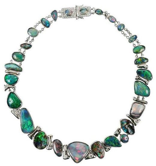 18kt. Opal and Diamond Necklace