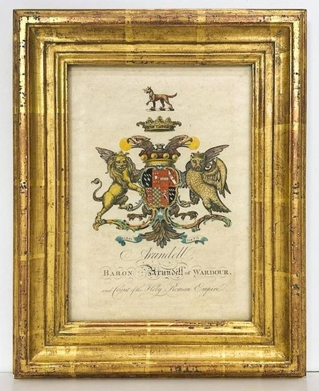 18th C. Baron Arundell of Wardour Coat of Arms Engraving A, Jacob 1767