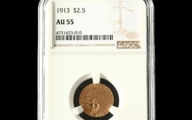 1913 $2.50 Gold Indian Head Quarter Eagle, NGC AU55