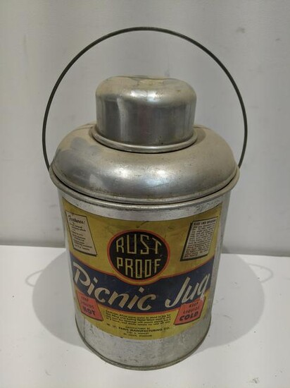 1940's WW Faris Rust Proof Picnic Jug Aluminum & Glass