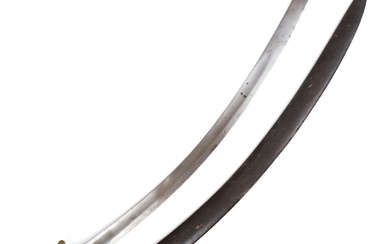 19TH C. INDIAN CAVALRY SWORD WITH LEATHER SHEATH.