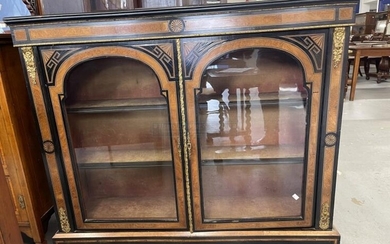 19th cent. Empire style ebonised display cabinet inlaid with...