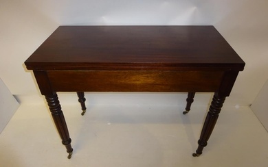 19th century mahogany fold over dining or tea table. W. 100c...