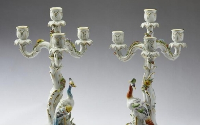(2) Plaue Schierholz porcelain figural candelabra