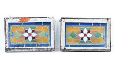 (2) VICTORIAN CURVED STAINED GLASS WINDOWS
