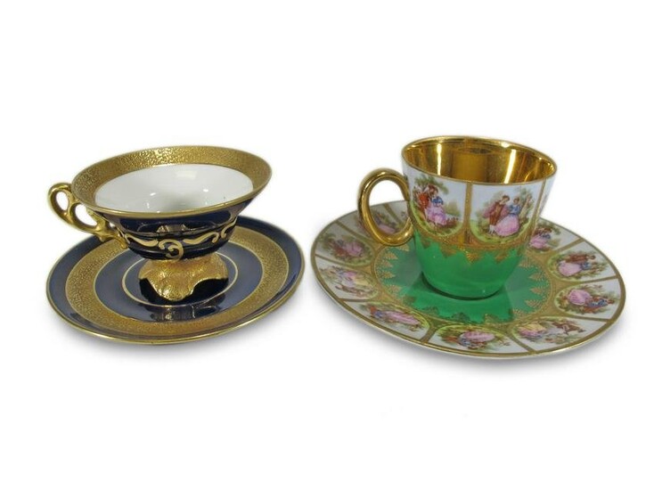 2 antique German porcelain cups