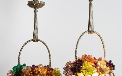 2 hanging lamps with grapes