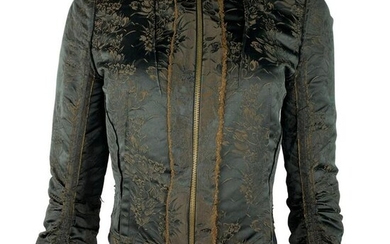 2005 LANVIN Black and Brown Floral Top Jacket, Size 38