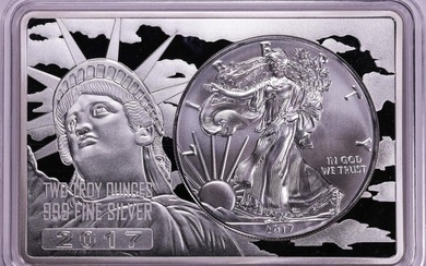 2017 $1 American Silver Eagle Coin & 2oz Silver Bar Set