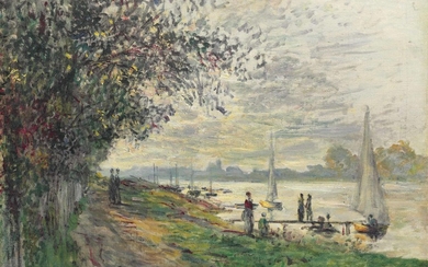 Claude Monet (1840-1926), La berge du Petit-Gennevilliers, soleil couchant