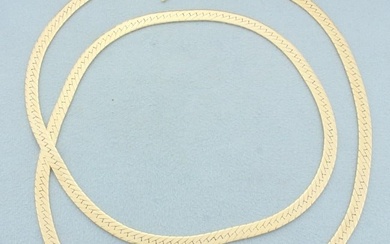24 Inch Herringbone Chain Necklace in 14k Yellow Gold