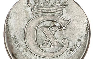 25 øre 1919 HCN, H 10B - error coin struck off-centre.