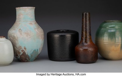 27116: Group of Five Dutch Glazed Ceramic Vases, 20th c
