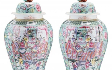 28016: A Large Pair of Chinese Famille Verte Enameled P
