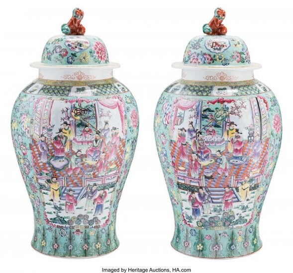 28016: A Large Pair of Chinese Famille Verte Enameled P