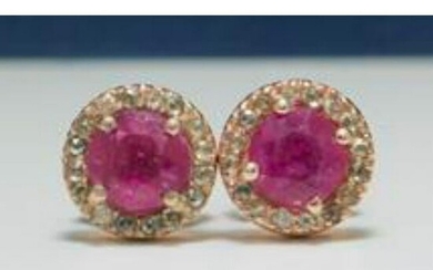 2ctw Sapphire & Diamond Sterling Post Earrings