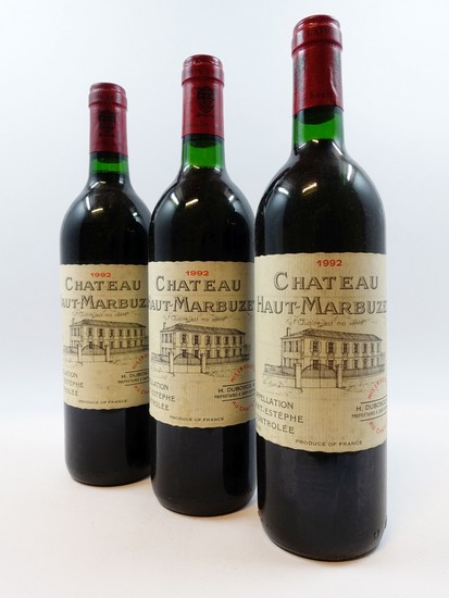 3 bouteilles CHÂTEAU HAUT MARBUZET 1992 Saint Estèphe (base goulot