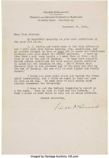 47216: Franklin D. Roosevelt Typed Letter Signed "Frank