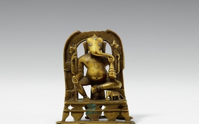 A Gujarati/Rajasthani copper alloy figure of Ganesha. Dated 1458