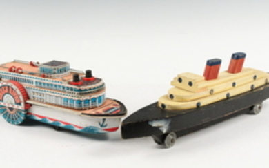 (2) VINTAGE TOY BOATS