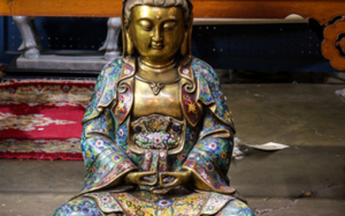 Chinese Cloisonne Enameled Bodhisattva