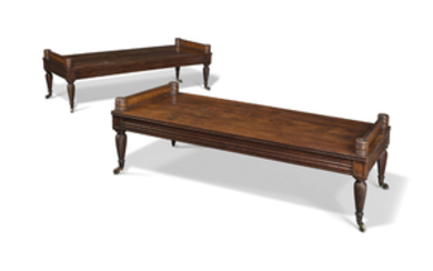 A PAIR OF REGENCY-STYLE MAHOGANY BENCHES, LATE 20TH CENTURY