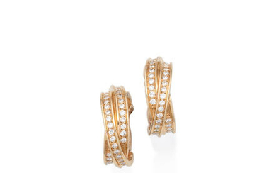 A pair of diamond 'trinity' earhoops,, by Cartier