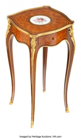 63016: A Louis XV-Style Gilt Bronze and Porcelain Mount