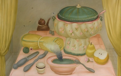 STILL LIFE WITH HOT SOUP, Fernando Botero(b. 1932)