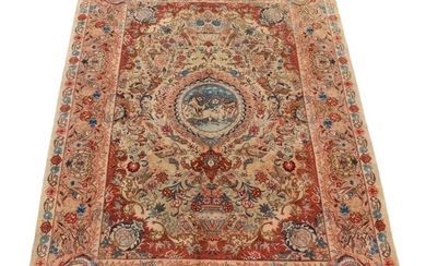 6'6 x 9'10 Hand-Knotted Persian Kashmar Pictorial Area Rug, 1970s