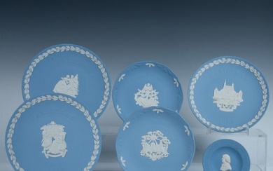 6pc Wedgwood Light Blue Jasperware Christmas Plates
