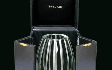 A Bulgari silver mounted crystal vase
