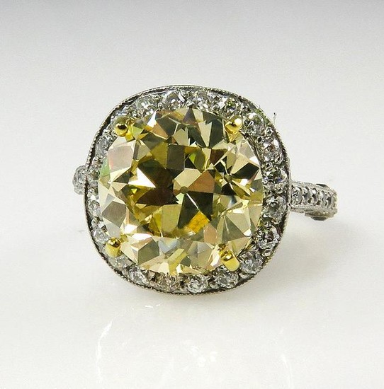 7.24ct Estate Vintage Natural FANCY YELLOW Old Round