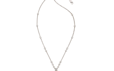 Diamond, White Gold Necklace The necklace features full-cut diamonds...